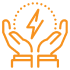 A pair of hands holding a lightning bolt.
