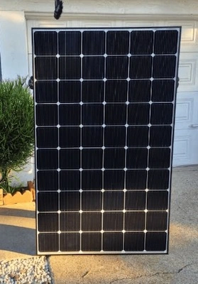 lg solar panel held standing up