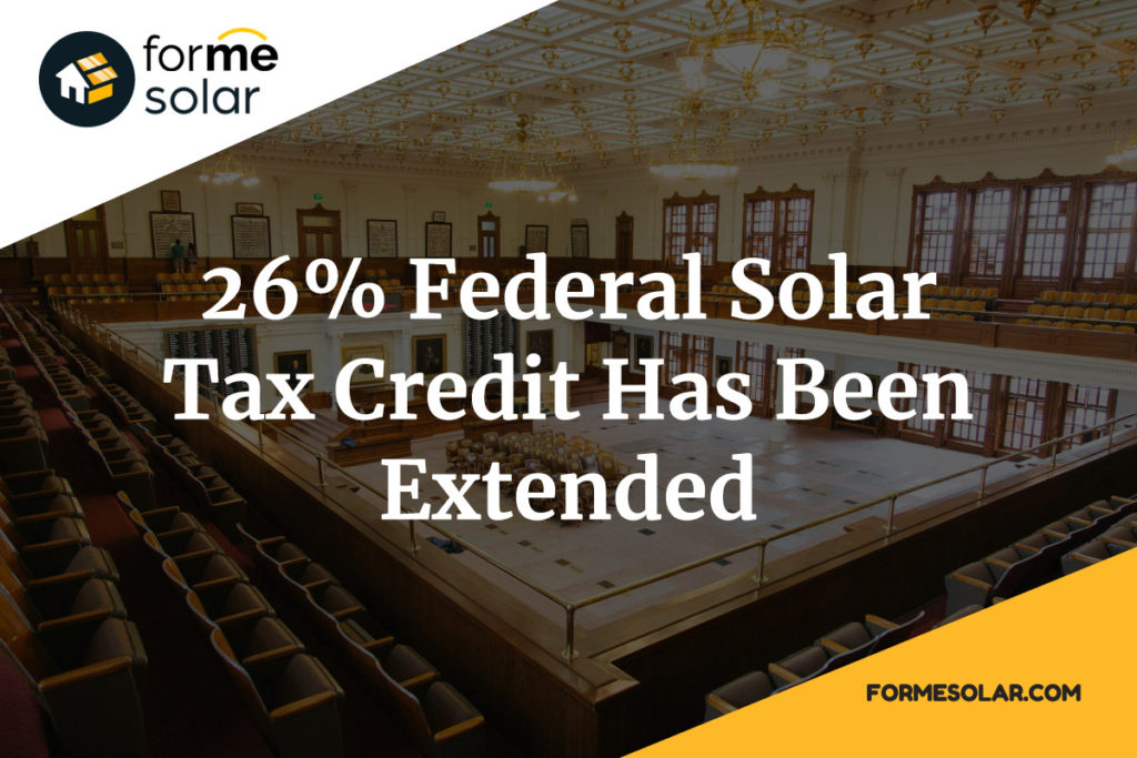 26% Federal Solar Tax Credit Extended
Federal ITC