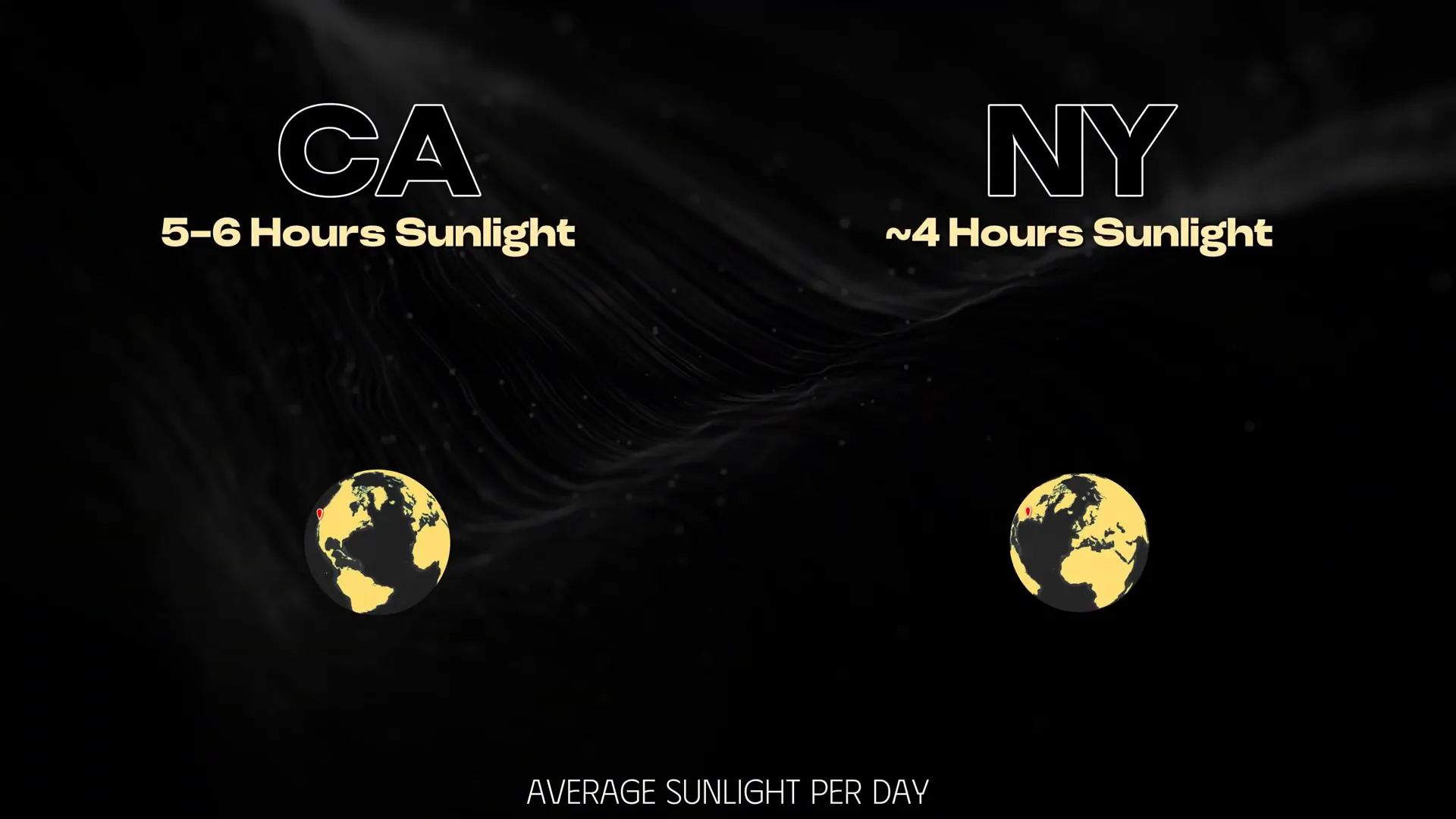 Map showing peak sunlight hours by location