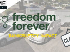 Image showing several Freedom Forever vehicles parked outside, with large text reading 