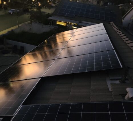 black solar panels night