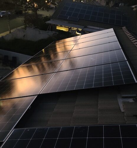 black solar panels night