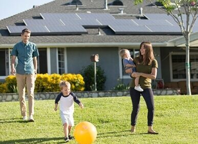 family home solar panels roof