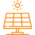 A solar panel icon on a black background.